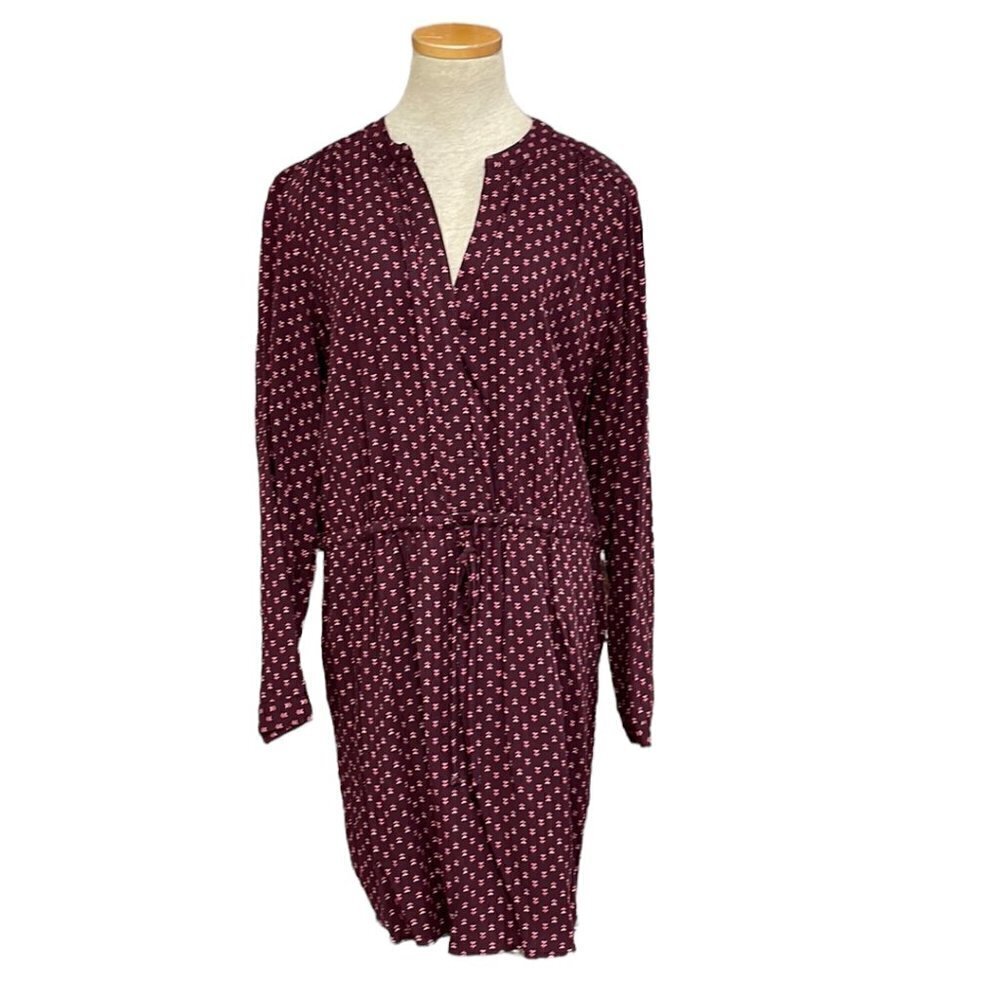 GAP Midi Dress NWT Long Sleeve Buttons Pockets Midi Red Size Large L